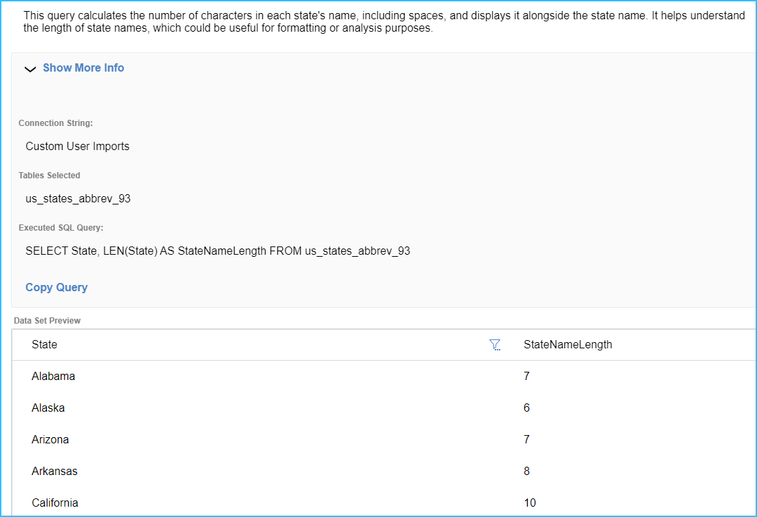 Prompt Result - LEN SQL Function